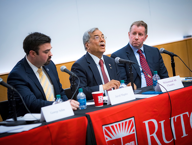 Mohammad Ali Chaudry speaks  alongside fellow panelists Jared Maples and John Cohen